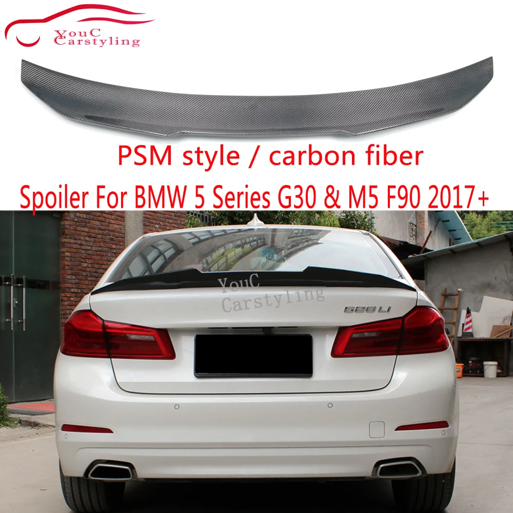 

G30 углеродное волокно PSM стиль задний спойлер для BMW 5 серии G30 4-дверный седан 2017 + багажник губа заднего крыла 535i 530i