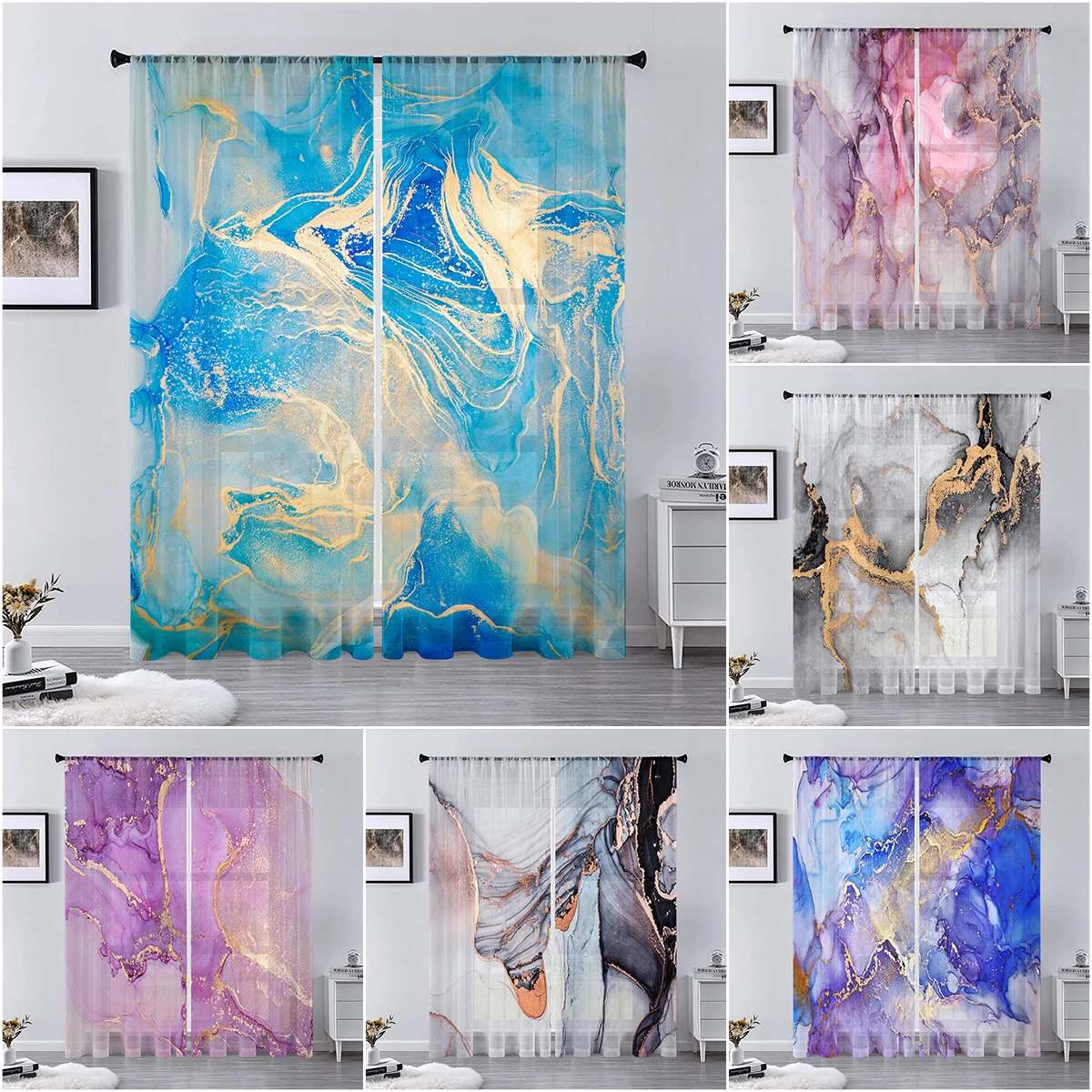 

Marble Curtains For Living Room Transparent Tulle Sheer Curtain Curtains Window Sheer For The Bedroom Accessories Decor