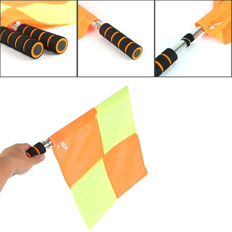 

PortableSoccer Referee Flag Referee Linesman Flag Outdoor Football Game Referee Equipment Red and Yellow Quartered Flag