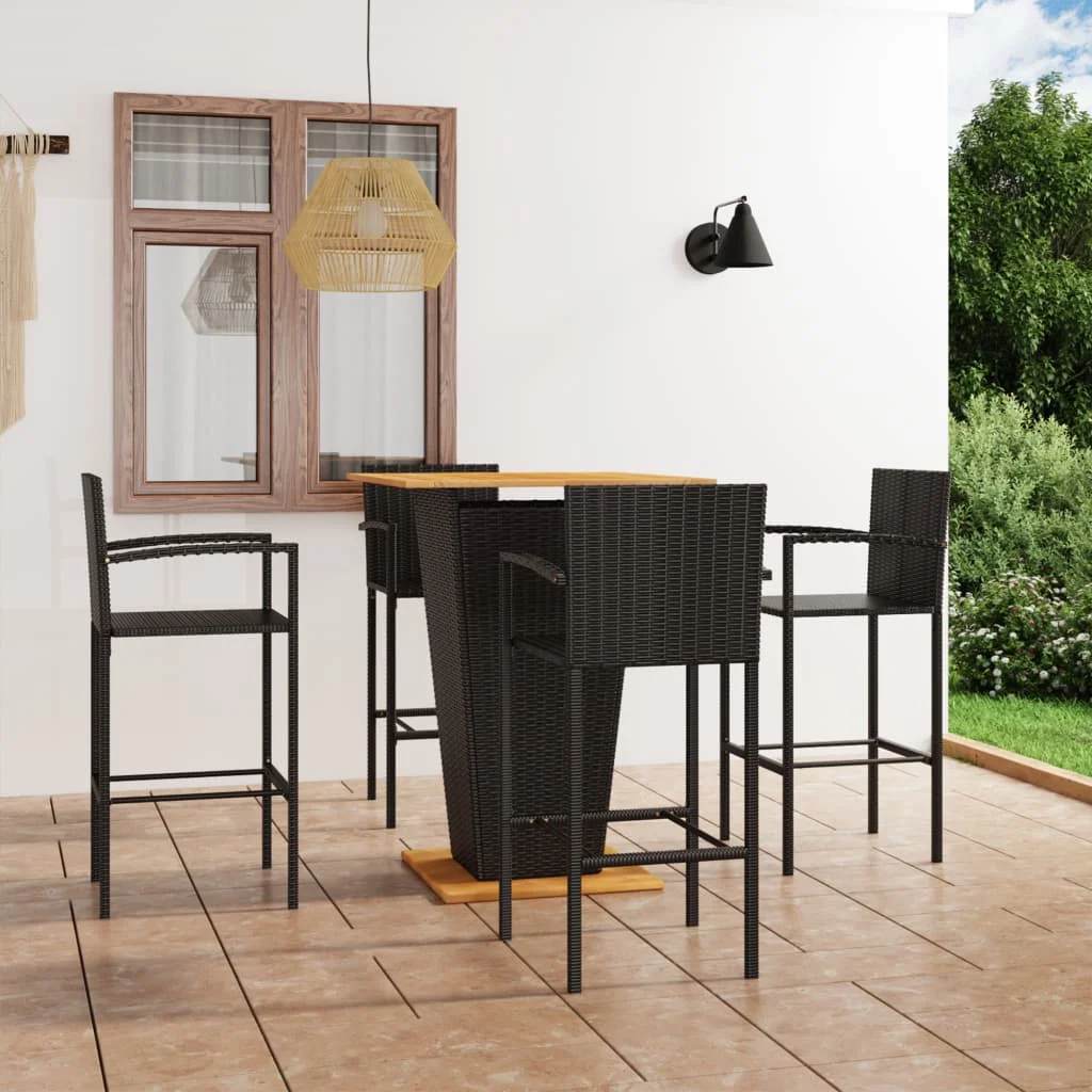 

5 Piece Garden Bar Set,Patio Table and Chair Set, Black
