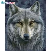 gatyztory painting by numbers wolf zero based handpaited pictures by number animals for adults 50x40cm home decor room wall art