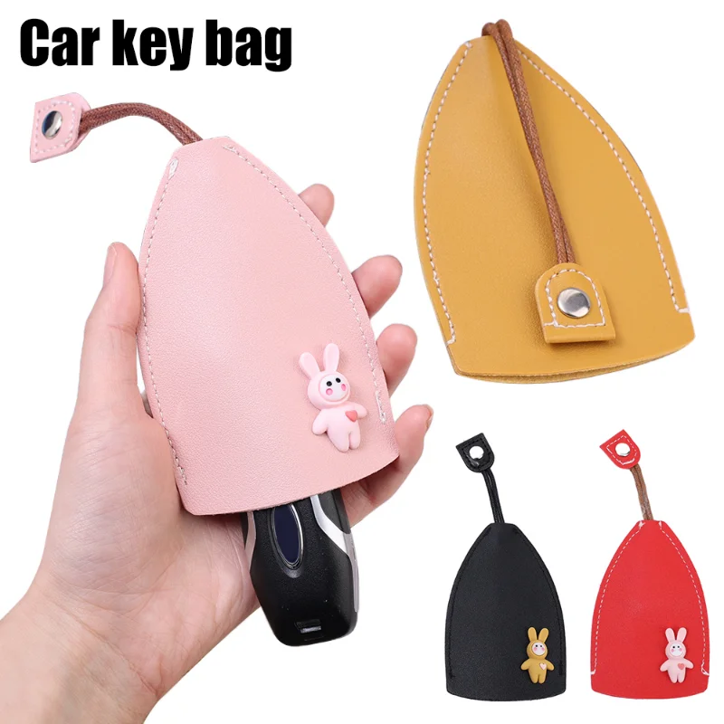 

Cute Rabbit Car Pull Ring Key Cover Key Bag PU Leather Key Wallets Car Key Holder Housekeepers Auto Storage Case Keychain Pouch