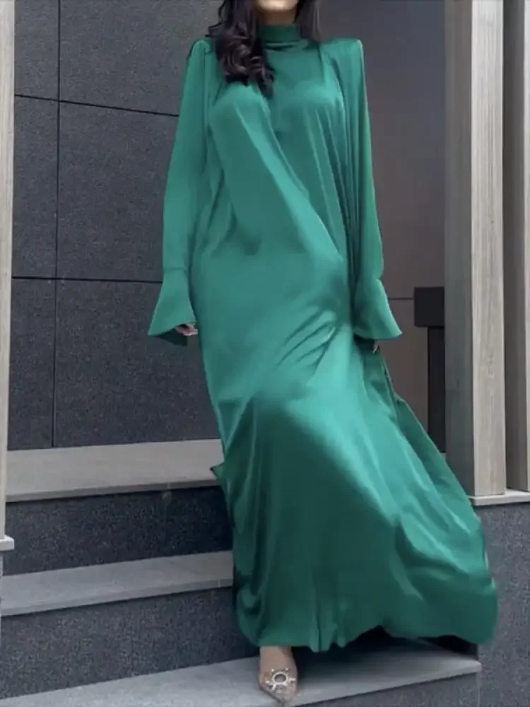 UOOZEE женское элегантное однотонное вечернее мусульманское платье с высоким