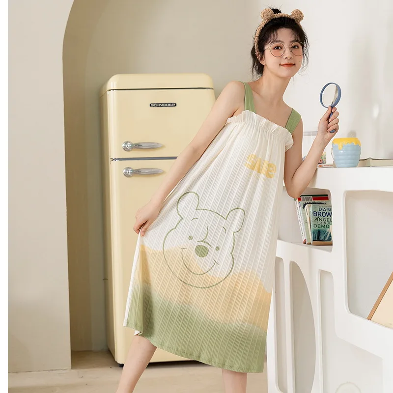 Ночная рубашка женская хлопковая без рукавов с мультяшным принтом | Женская