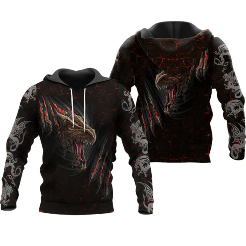 

Fall Fashion Men's Hoodie Lover Dragon3D Full Body Print Zip Hoodie Unisex Harajuku Street Casual Sweatshirt Pullover