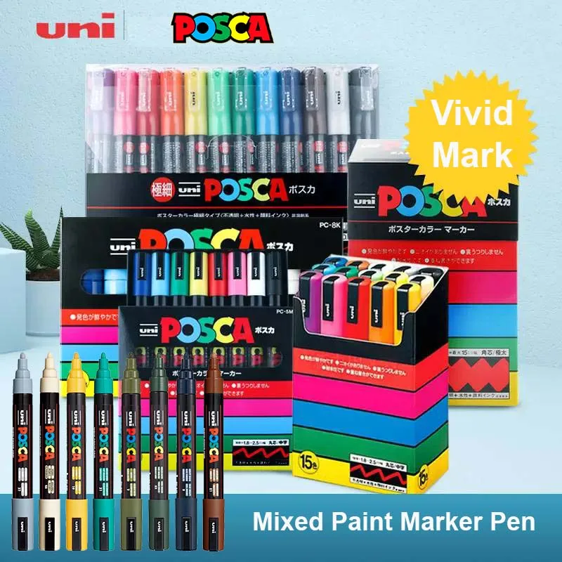 Posca школьные акриловые маркеры разноцветные различные насадки наборы цветных