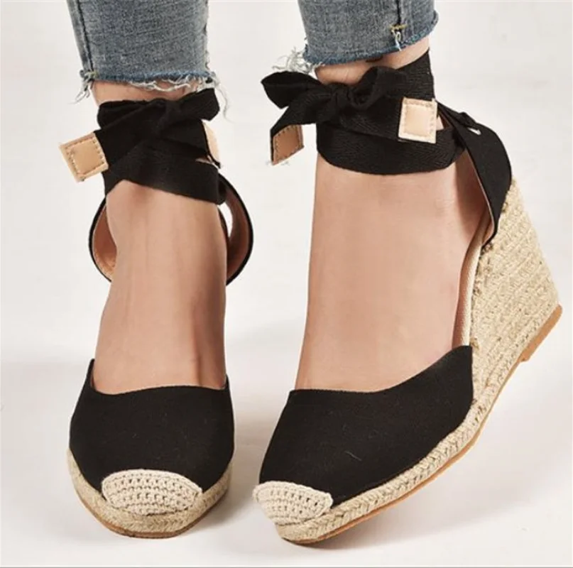 

Summer 2023 Ankle Strap Gladiator Sandalias Woman Plus Size Hemp Bottom Casual Shoes Fashion Women Sandals