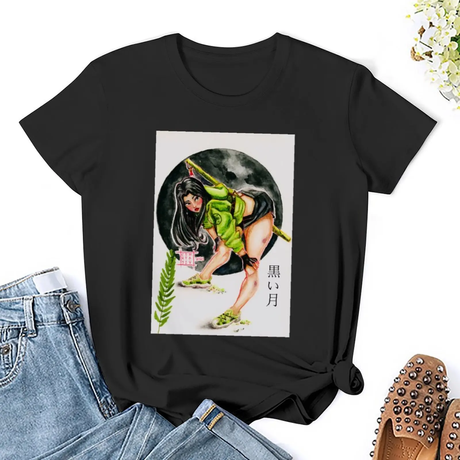 Футболка kuking Tsuki футболки с графическим рисунком милые топы для женщин