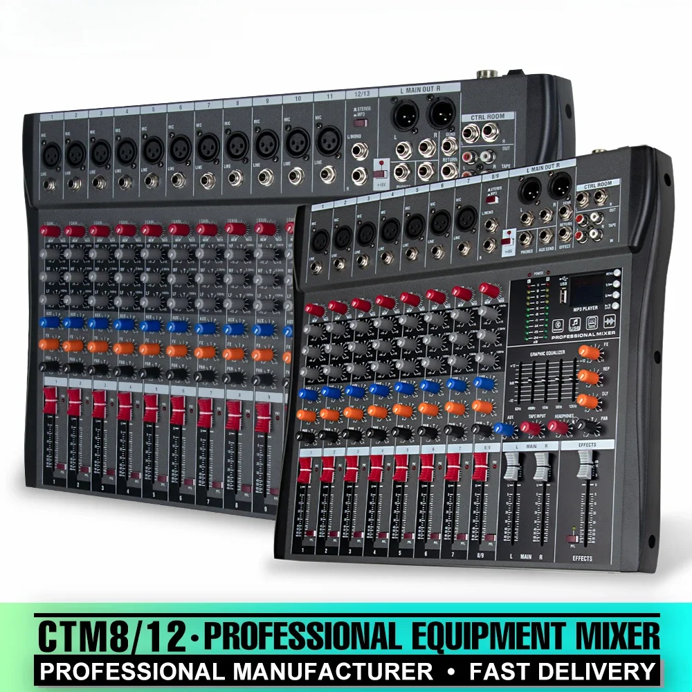 

8/12 channel mixer Bluetooth usb audio interface mixer CTM8/12 equalizer playback equipment mixer table 48V power PC Recording