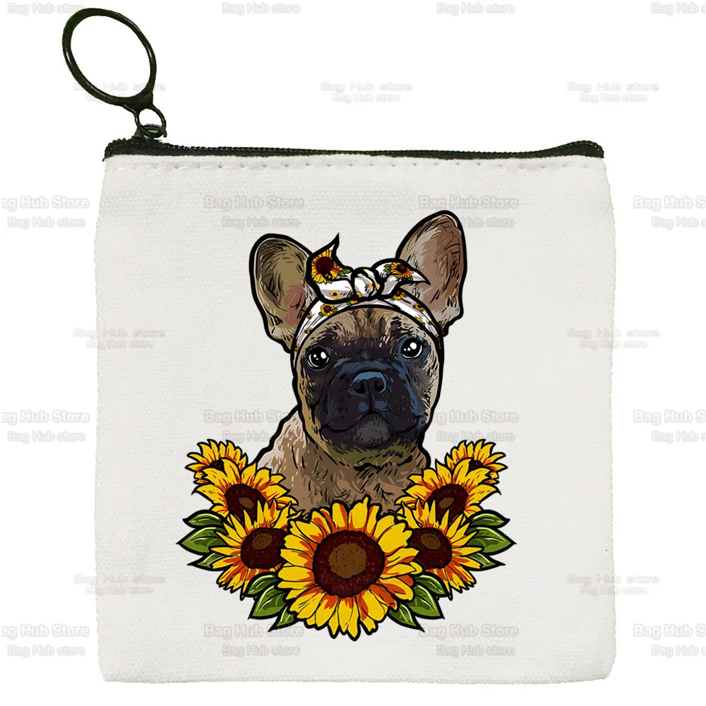 French Bulldog Coin Purse Vintage Mini Wallet Change Pouch Kawaii Dog Lover Graphic Keys Card Bag Storage Card Bag Zipper