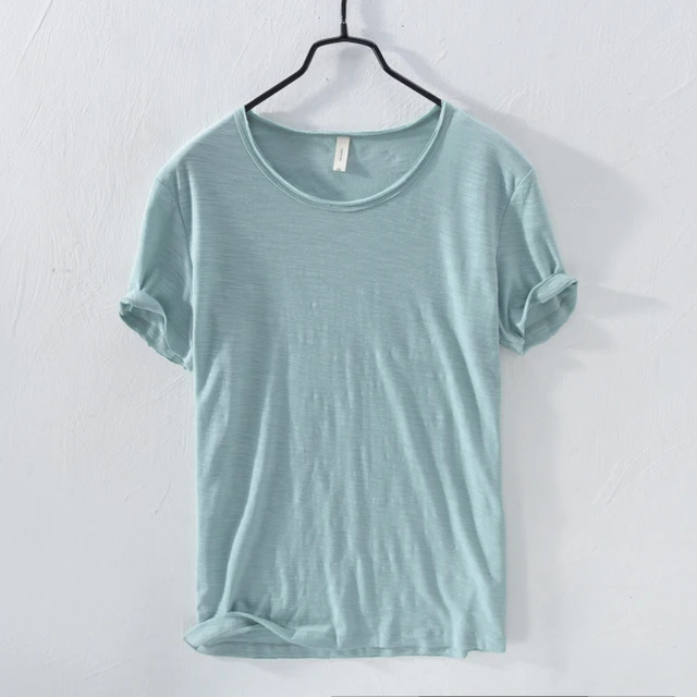 

Cotton Men's T-Shirt Thin Casual Solid Color O-Neck Short Sleeve Basic T-Shirt