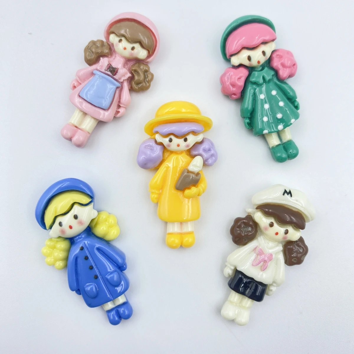 

10PCS Cartoon Delicate Girl Flat Back Resin Figurines DIY Scrapbook Bow Accessories Home Crafts