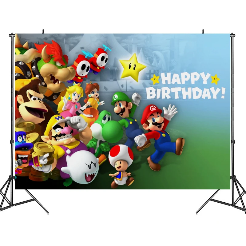 Игровой оригинальный фон для дня рождения в стиле супер Марио Братья тканевая