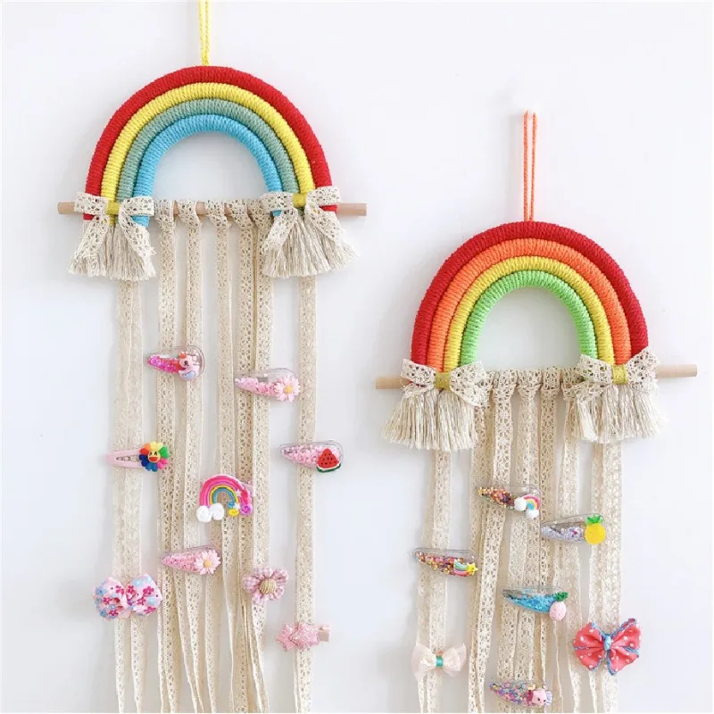 

Rainbow Hairpin Hair Clip Holder Storage Organizer Belt Wall Hanging Crafts Girl Kids Room Home Decor Accessories Cute Ornament