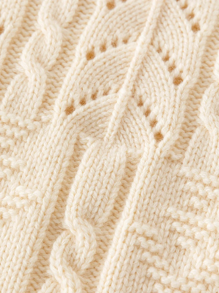 FSLE офисный женский витой шерстяной свободный пуловер с круглым вырезом свитер 2023