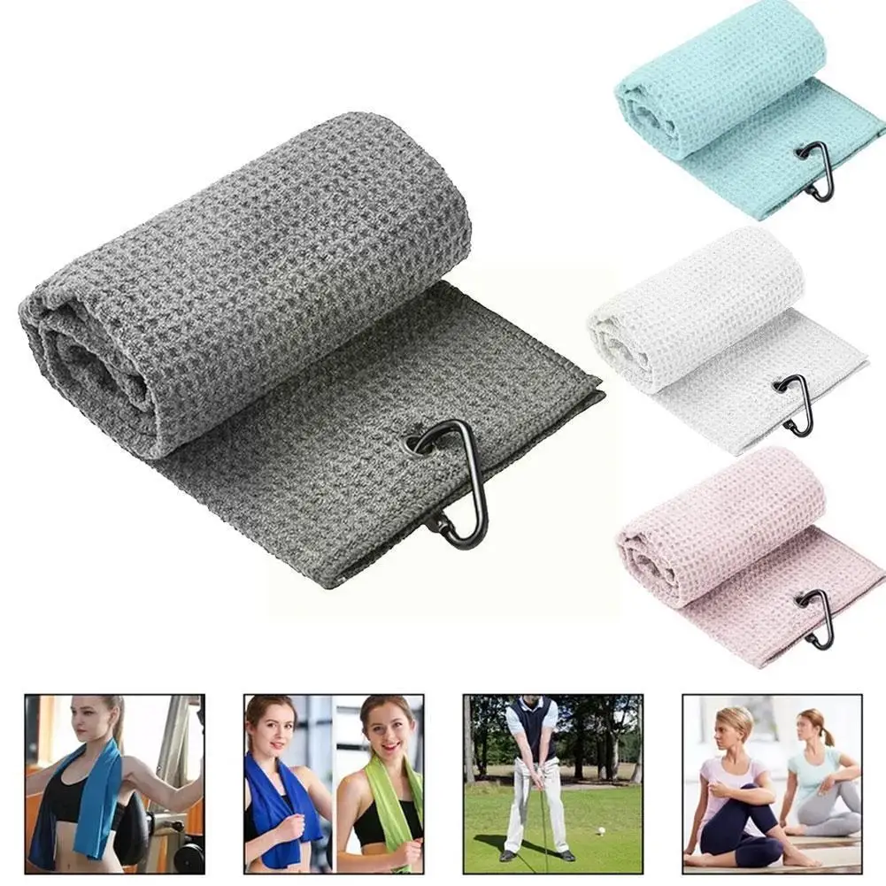 

Golf Towel Waffle Pattern Cotton With Safety Buckle Carabiner Cleaning Towels For Running Golf Towel 8colors F4k9