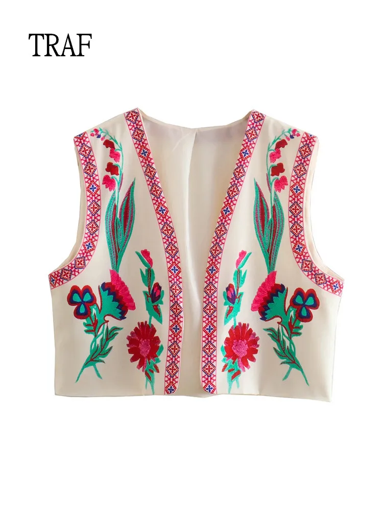 

TRAF Print Women Vest 2022 Summer Fashion Sleeveless Top Woman Clothing Sweet Women Tanks Chic Tops