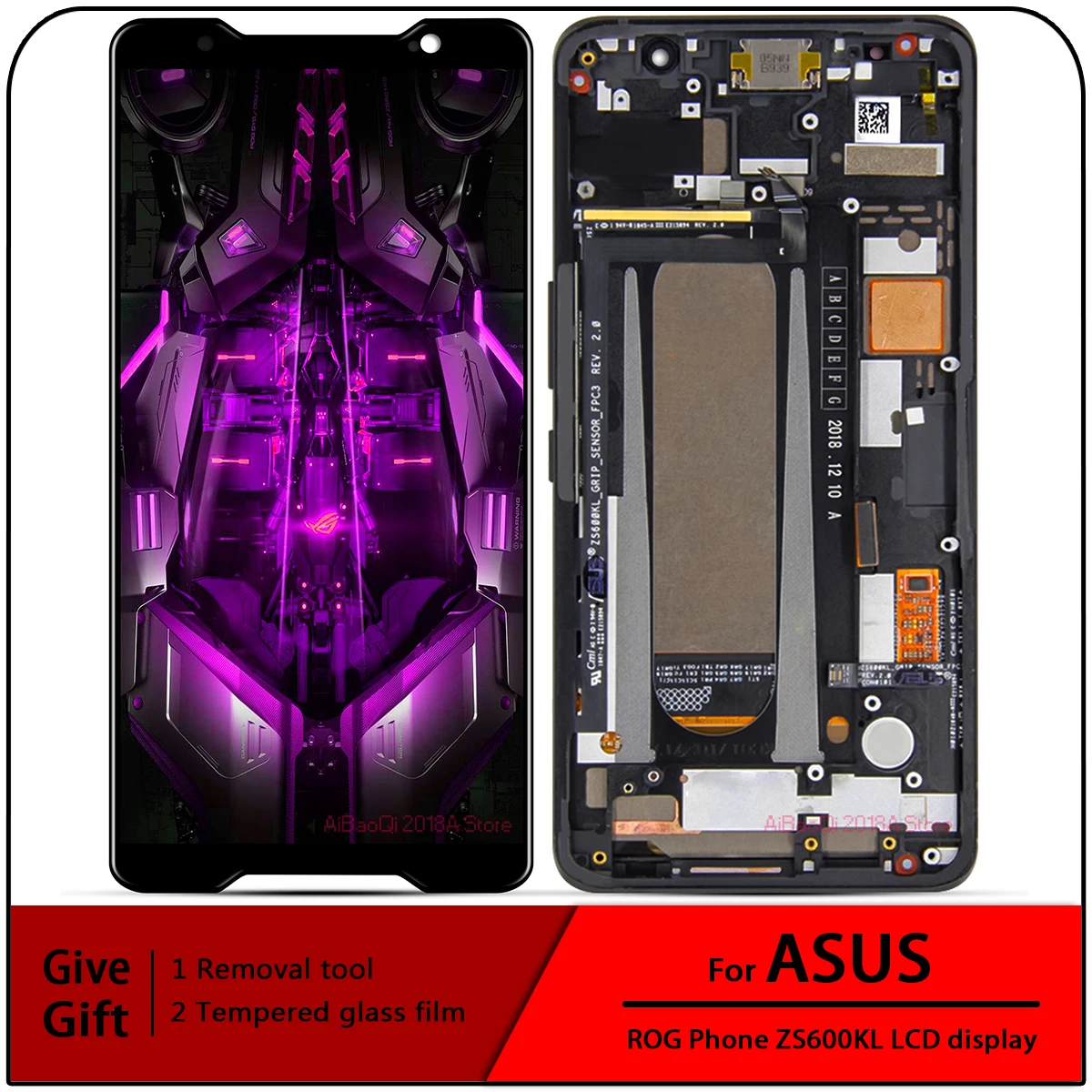 Оригинальный Amoled-экран для Asus ROG phone Zs600kl, ЖК-дисплей, дисплей, цифровой преобразователь экрана в сборе, запасные части