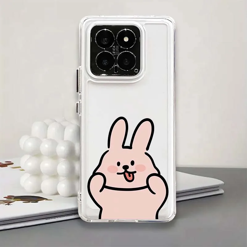Прозрачный чехол для телефона из ТПУ с милым рисунком кролика для Xiaomi 17 15 14 13 12 12S 12X 12T 11 11T Pro Max Lite Ultra (art.: 3920d8363f8d7) - 3920d8363f8d7