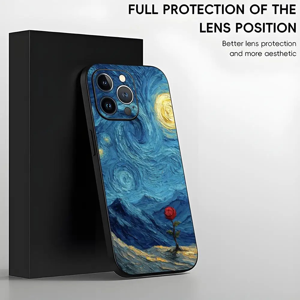Фото Чехол для телефона «Звездное небо» Ван Гога для iPhone 17 Air, 16, 15, 14, 13, 12, 11 Plus, Mini, Pro, Max, черный, противоударный №2