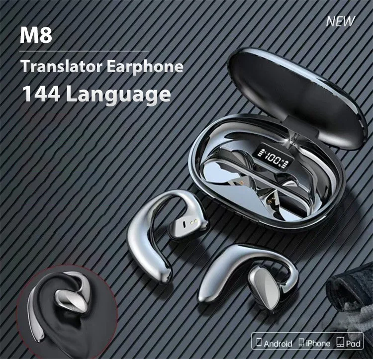 2023 M8 Translation Headphones 144 Languages instant Translate Smart Voice Translator Wireless Bluetooth Translator Earphone