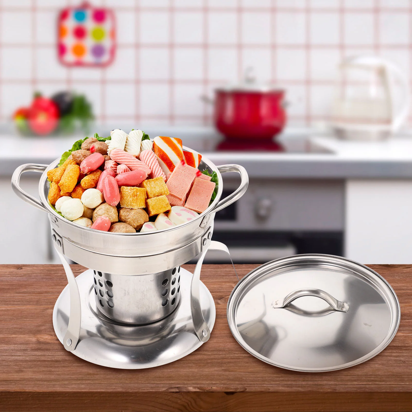 

1 Set Convenient Windproof Stainless Steel Portable Shabu Shabu Pot Stove Burner Stove Camping Pot