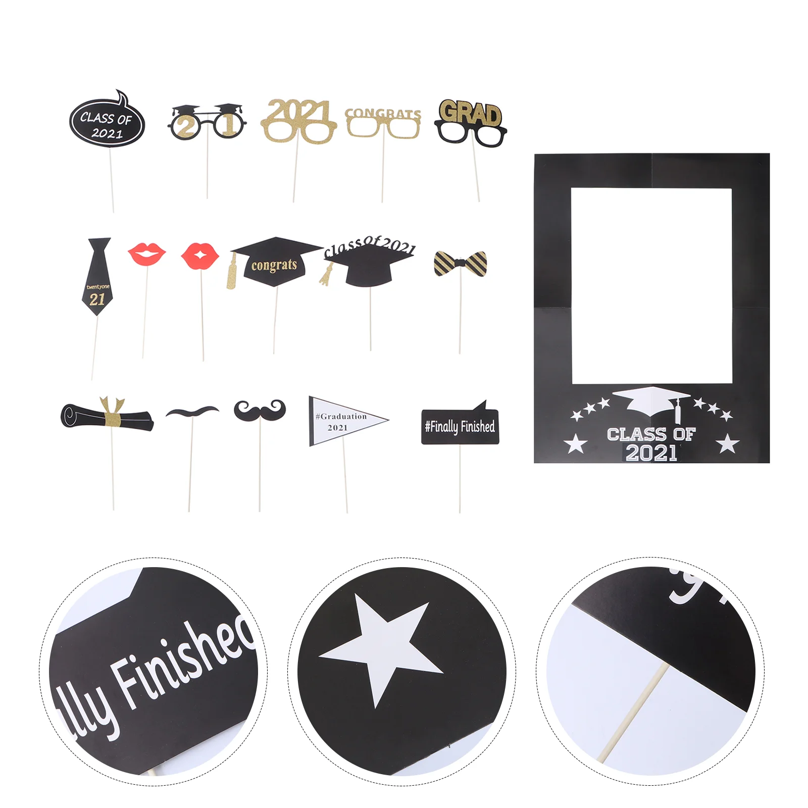 

18pcs Creative 2021 Graduation Party Photo Props 2021 Graduation Party Supplies