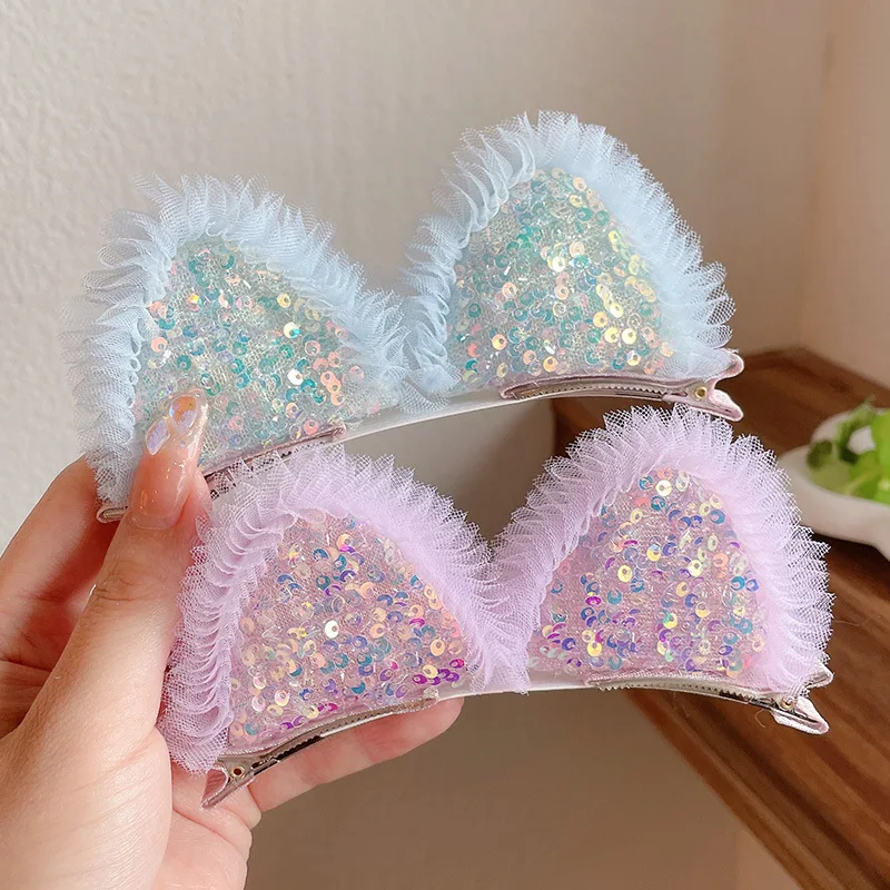 

Super Cute Sequin Cat Ears Party Children Hairpins Girls Kids Gifts Hair Clips Barrettes Accessories Hairclip Headdress Ornament