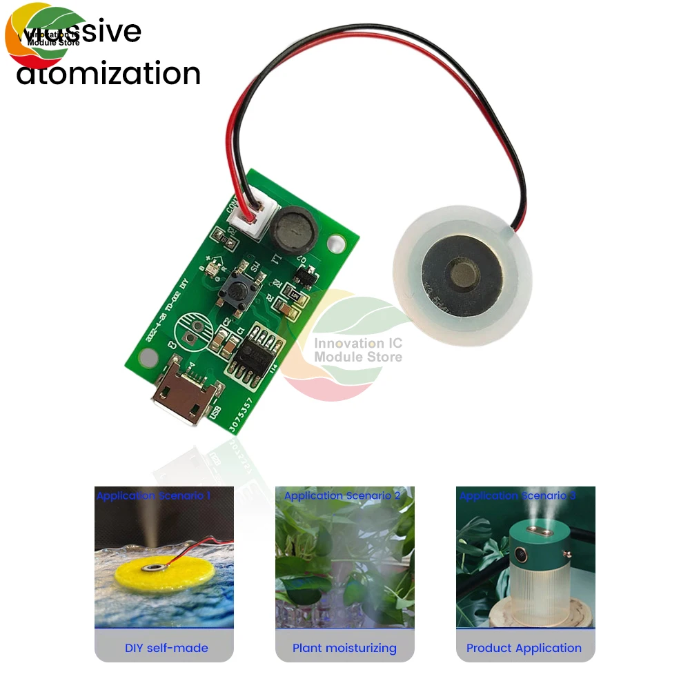 

Ultrasonic Atomization Maker 20mm 113KHz Mist Atomizer DIY Humidifier with PCB DC3-12V Mini USB Humidifier Module