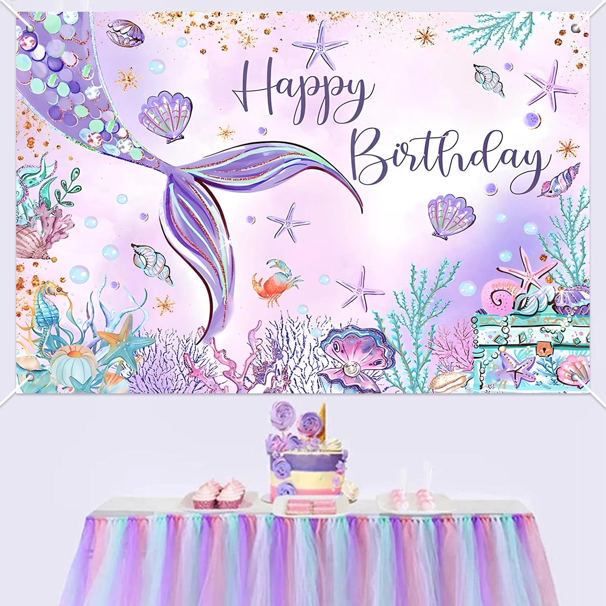 Тема русалки Фотофон воздушный шар маленькая Русалка для дня рождения детский