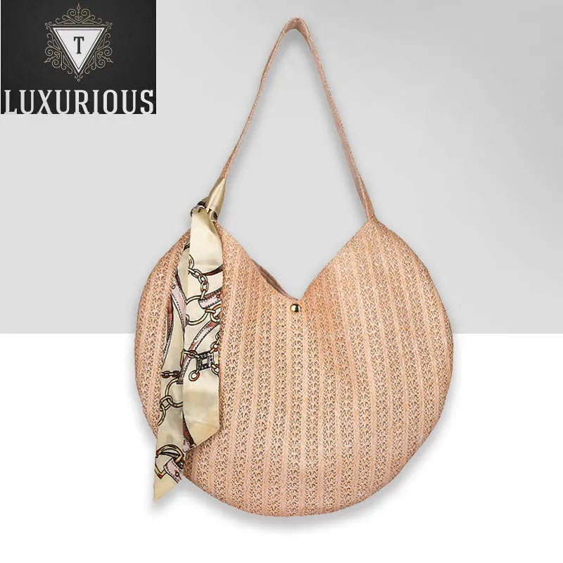

New Elegant Ladies Straw Woven Handbag Women Holiday Beach Casual Tote Top-Handle Fashion Retro Shoulder Bags