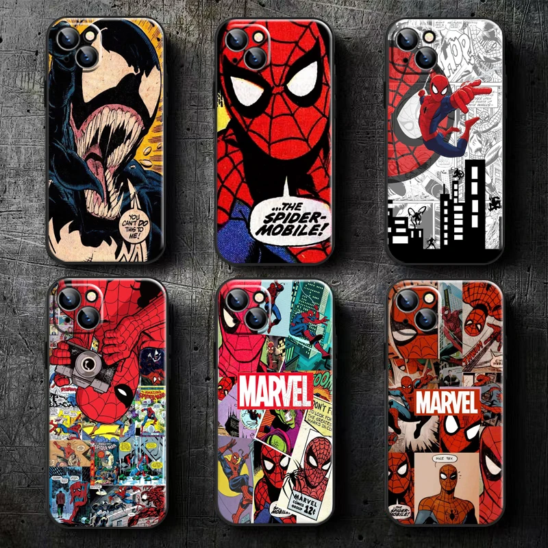 

Spiderman Venom Comics For iPhone 13 12 11 Pro Mini X XR XS Max SE 5 6 6s 7 8 Plus Phone Case Liquid Silicon Shell Shockproof