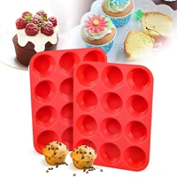12 Holes Silicone Round Mold Muffin Cupcake Pudding Cookies Mold For Baking Pan Non-Stick Bakeware форма cozinha utensilios