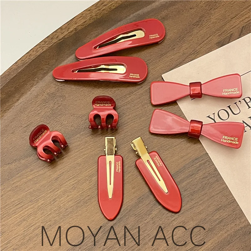 

Red Hairpin Female Four Seasons Side Bangs Clip Bowknot Duckbill Clip Temperament Seamless Clip Broken Hair Clip Headdress