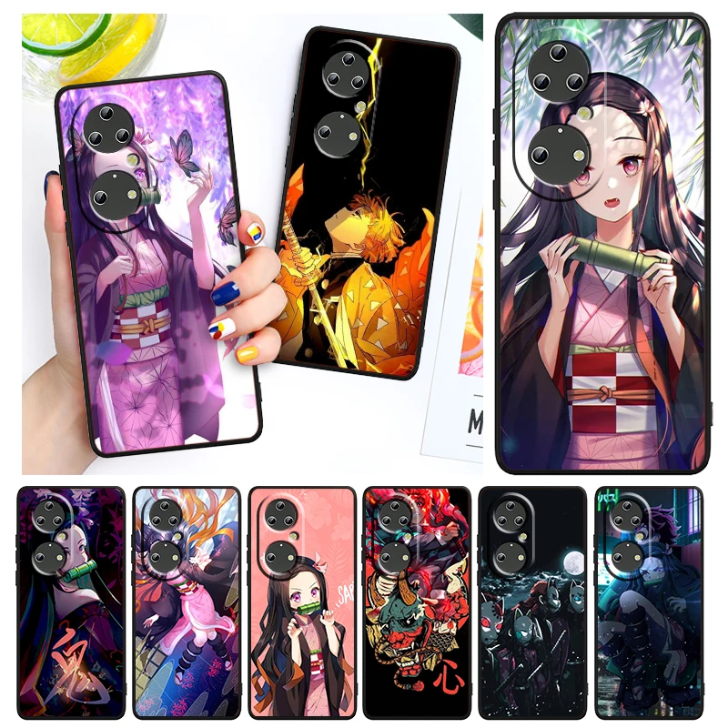 

Demon Slayer Animation Phone Case For Huawei P50 P40 P30 P20 Lite 5G Nova Y70 Plus 9 SE Pro 5T Y9S Y9 Prime Y6 Black Funda
