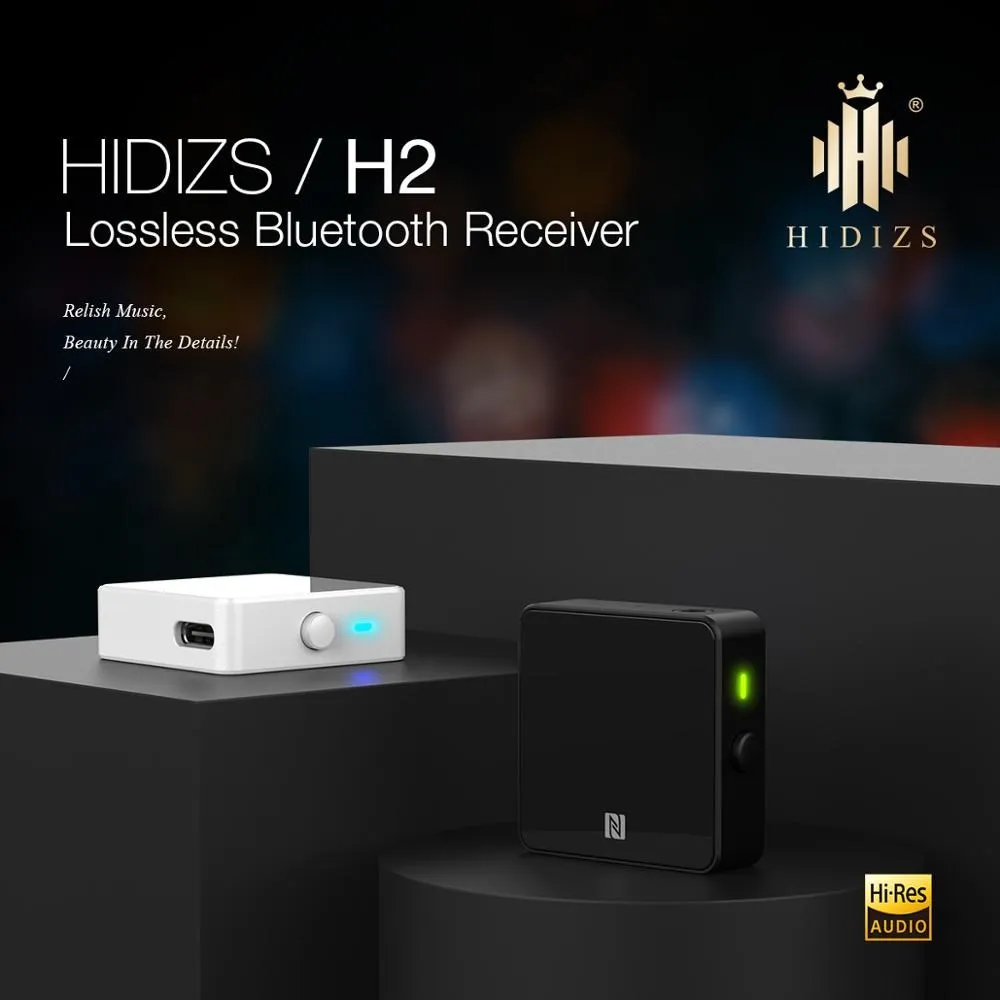 

Hidizs H2 Lossless Bluetooth 5.0 Receiver Wireless 3.5mm AUX Jack Adapter NFC Dual HiRes Certified High Performance AMP Receiver