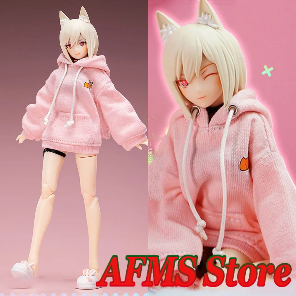 

Snail Shell 1/12 Female Soldier Hooded Cherry Pink Rabbit Sweater Cute White Rabbit Slippers For 6Inch SHF Mobile Suit Girl