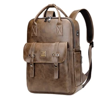 new mens backpack pu leather backpack large laptop backpacks male casual schoolbag business casual computer bag travel