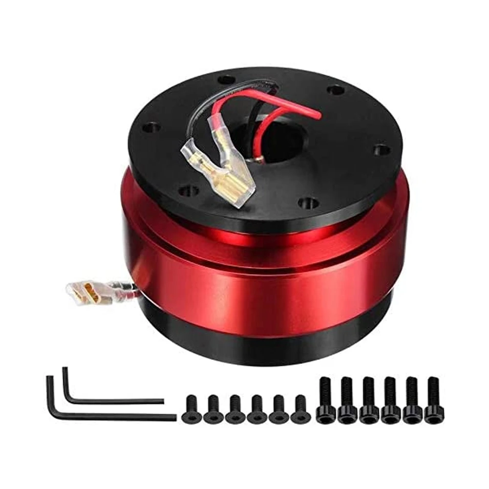 

Steering Wheel Hub Adapter Quick Release - Universal 6 Hole Steering Wheel Quick Release Hub Adapter Snap Off Kit,Red