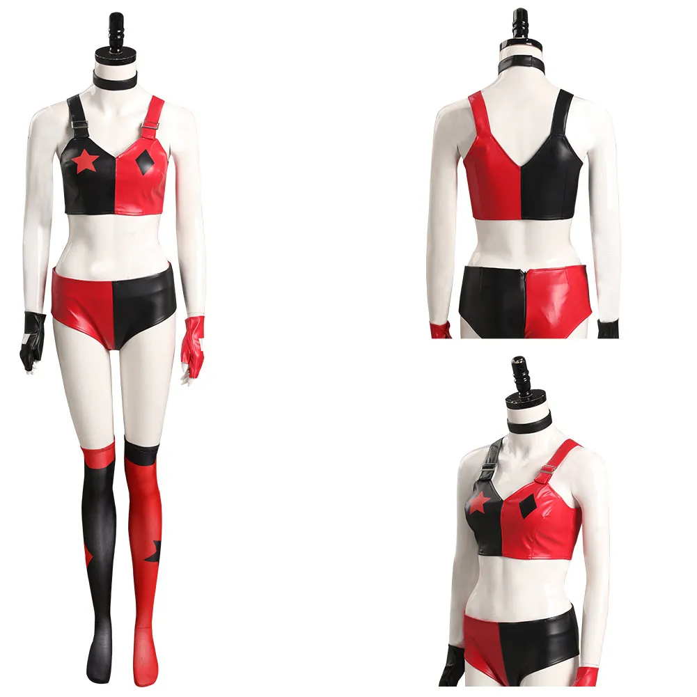 

Костюм для косплея Quinzel из аниме, топ и шорты, Женский костюм на Хэллоуин, карнавал, маскировка, одежда для ролевых игр