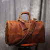 Vintage Men's Cowhide Leather Short-distance Carry Hand Luggage Bags Weekend Fitness Large Travel Duffle Bag Messenger Bags 2