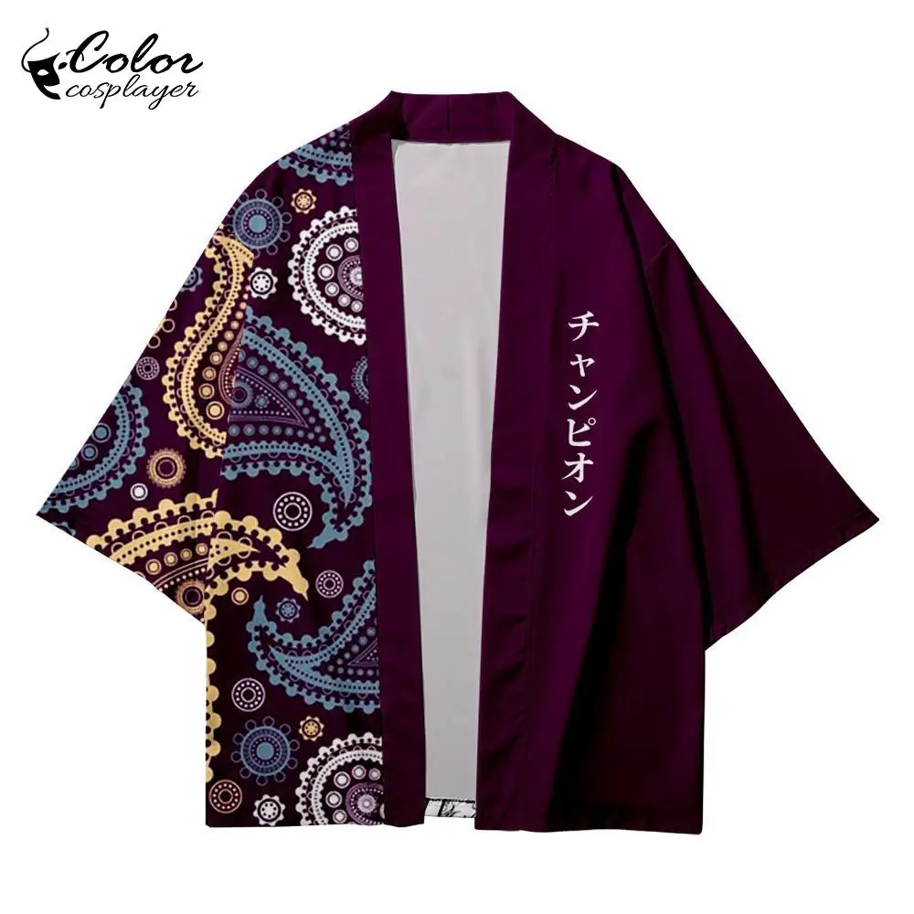 Цветной кардиган для косплея в стиле ретро топы с традиционными узорами японский