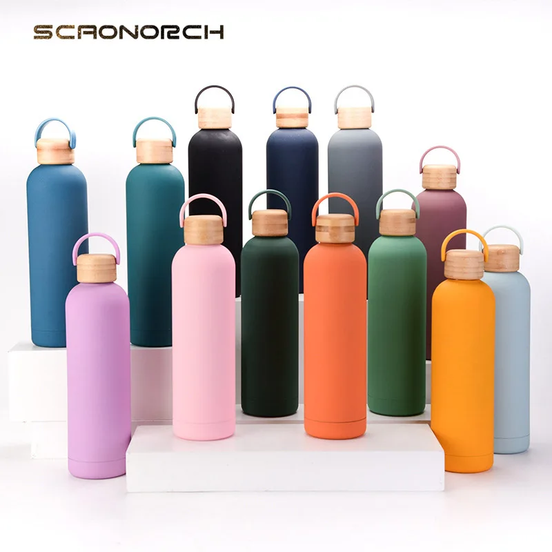 

SCAONORCH 1000 мл 750 мл 500 мл Спортивная бутылка из нержавеющей стали, вакуумная Изолированная фляжка, портативный уличный термос, бутылка, стакан