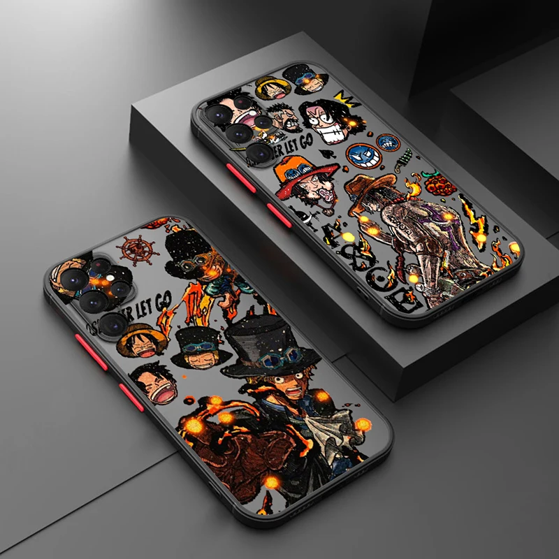 

Anime O-Ones Pieces Aces Cover For Samsung S23 S22 S21 Ultra S20 FE S10E Lite Plus Frosted Translucent Matte Phone Case