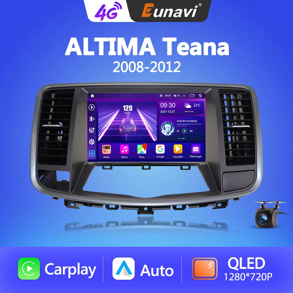 Eunavi QLED 4G أندرويد 10 راديو السيارة لنيسان Teana J32 2008 - 2012 ألتيما الوسائط المتعددة مشغل فيديو Carplay نظام تحديد المواقع 2Din 2 Din
