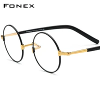 fonex pure titanium glasses frame men retro round prescription eyeglasses women 2022 new vintage myopia optical eyewear f85735