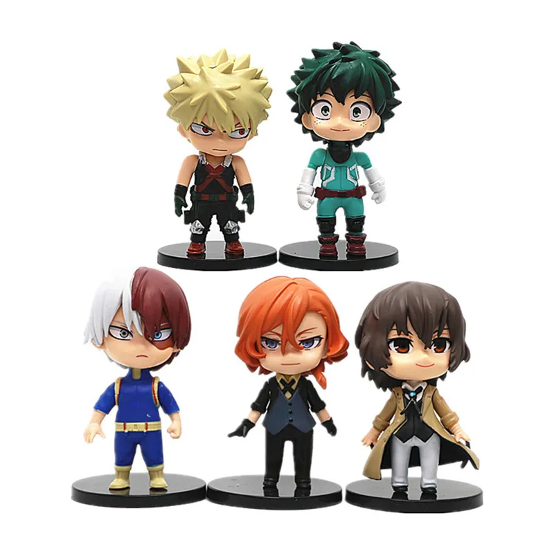 

5pcs/set My Hero Academia Bungo Stray Dogs Anime Action Figure Dazai Chuuya Izuku Todoroki Shoto Bakugou Katsuki Cute Toys Model