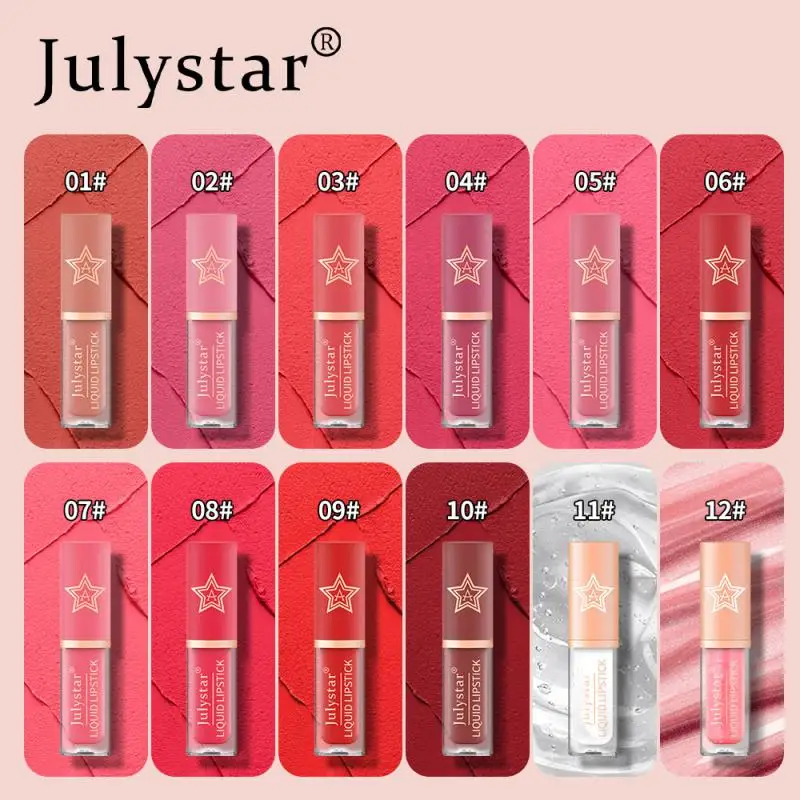 

Matte Velvet Lip Glaze Liquid Lipstick New 12 Colors Moisturizing Lasting Lip Gloss Non-stick Cup Waterproof Lip Glaze Tint Long