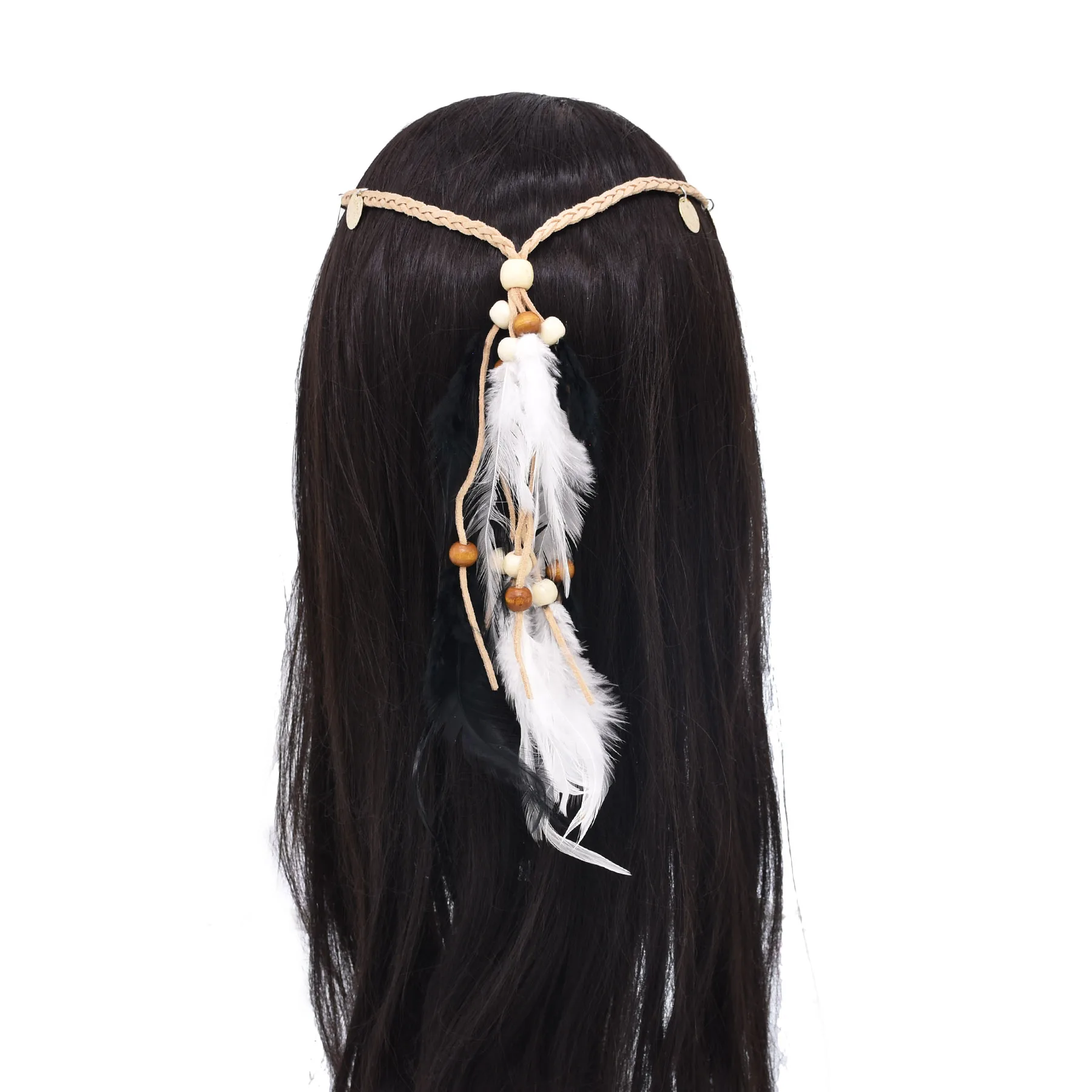 Богемная повязка на голову с перьями повязки для волос павлином регулируемые