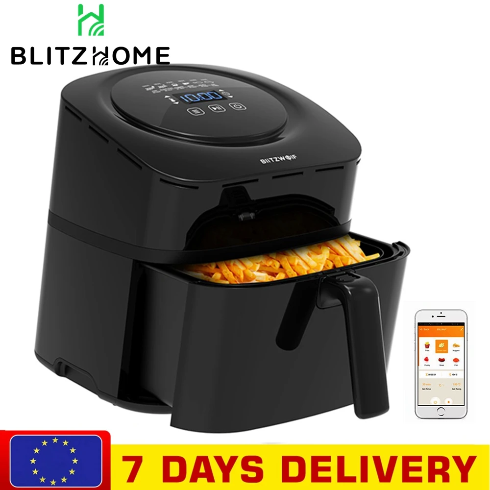 

1800W 6L Electric Air Fryer with Touch Screen Panel APP Control timer Deep Fryer Oil-Free 360° Baking Nonstick Toaster BPA Free